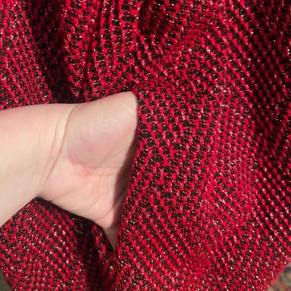 🍄Vintage Alfred Dunner Red & Black “Sparkle Knit” Zip-Up Jacket - Picture 6 of 7